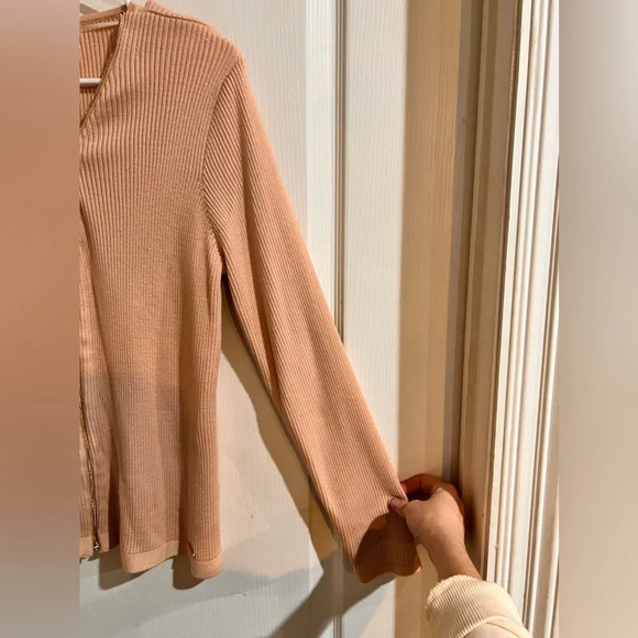 FINAL PRICE Calvin Klein Ribbed Zip Up Sweater - Picture 7 of 8